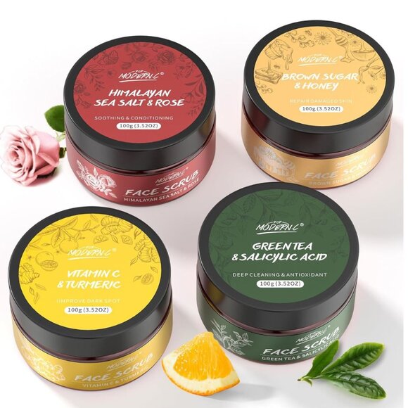 NEW, FACE SCRUB  Set of 4 Assorted Exfoliating/Microdermabrasion Facial Scrubs - Picture 2 of 6